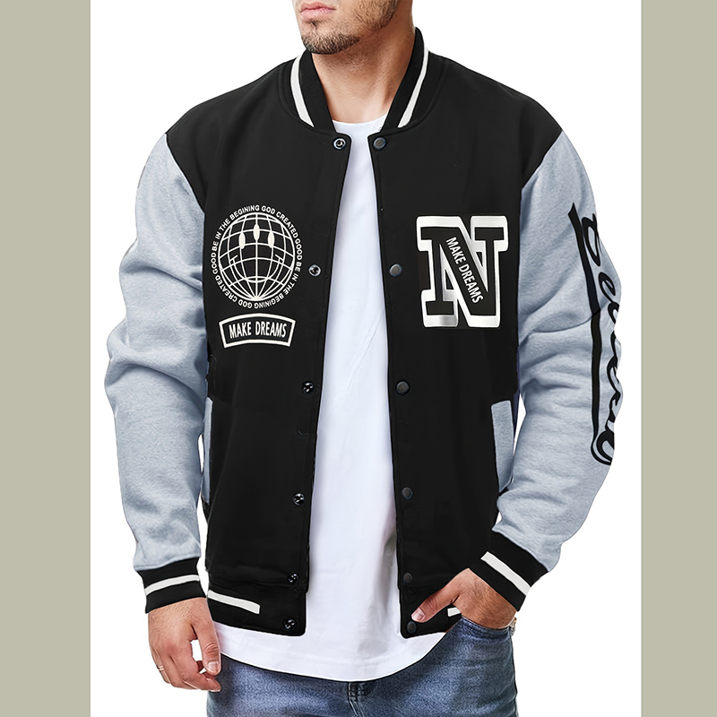 Embroidery Letter N - Letter N Baseball Jersey Jacket Man