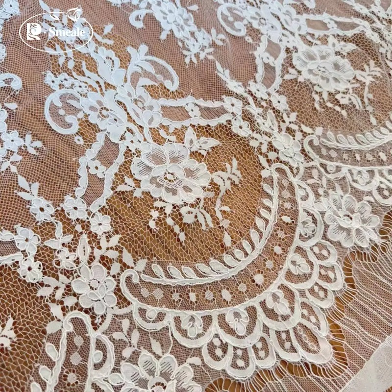 Embroidery White Dress - 3MX1.5M White Rope Embroidery Geometric Flowers