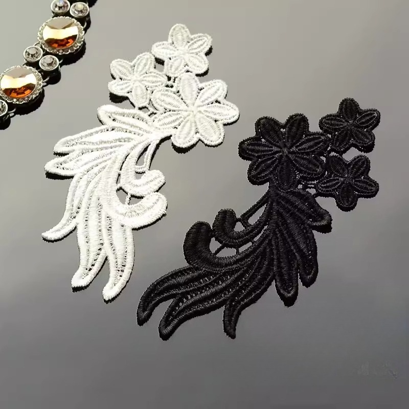 Embroidery White Dress - 1Pairs Classic Black and White Embroidery
