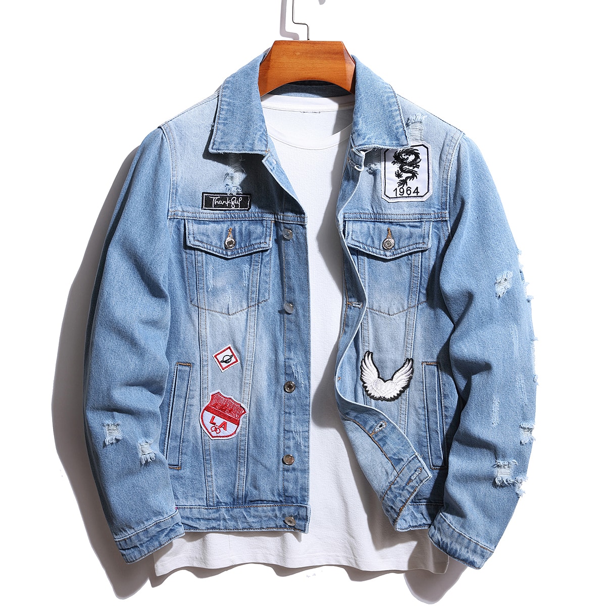 Embroidery Art - Vintage Men's Ripped Baggy Winter Denim