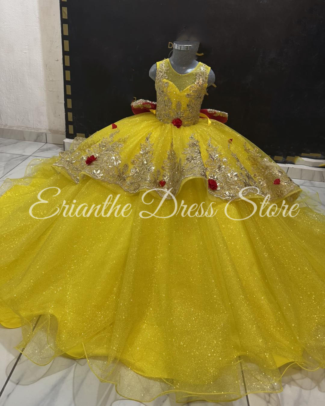 Embroidery Yellow Dress - Yellow Flower Girl Dress For Wedding
