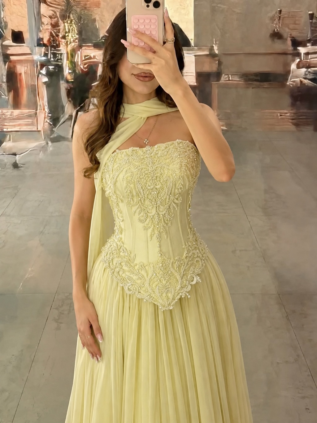 Customized Sexy Yellow Lace Co - Embroidery Yellow Dress 评论和价格