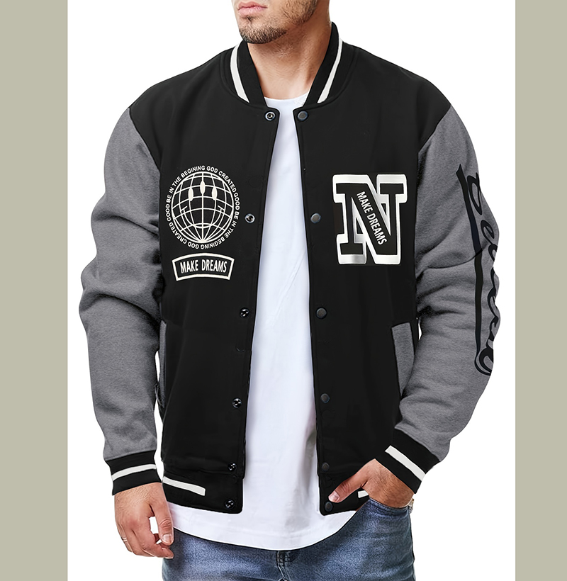 Letter N Baseball Jersey Jacke - Embroidery Letter N 评论和价格
