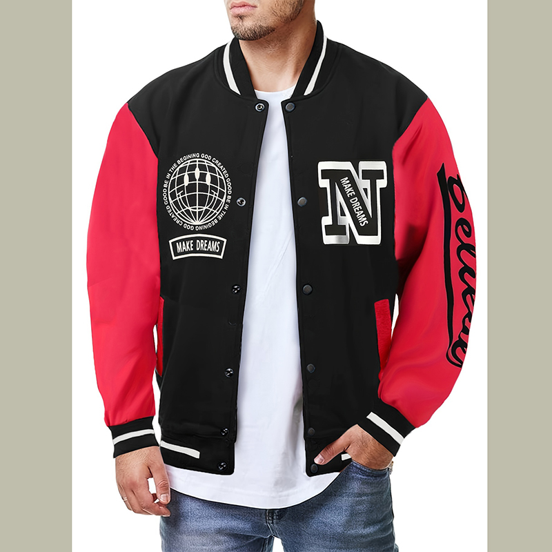 Letter N Baseball Jersey Jacke - Embroidery Letter N 评论和价格