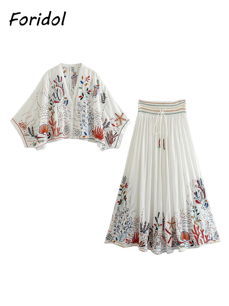 Foridol Marine Organism Embroi - Embroidery White Dress 评论和价格