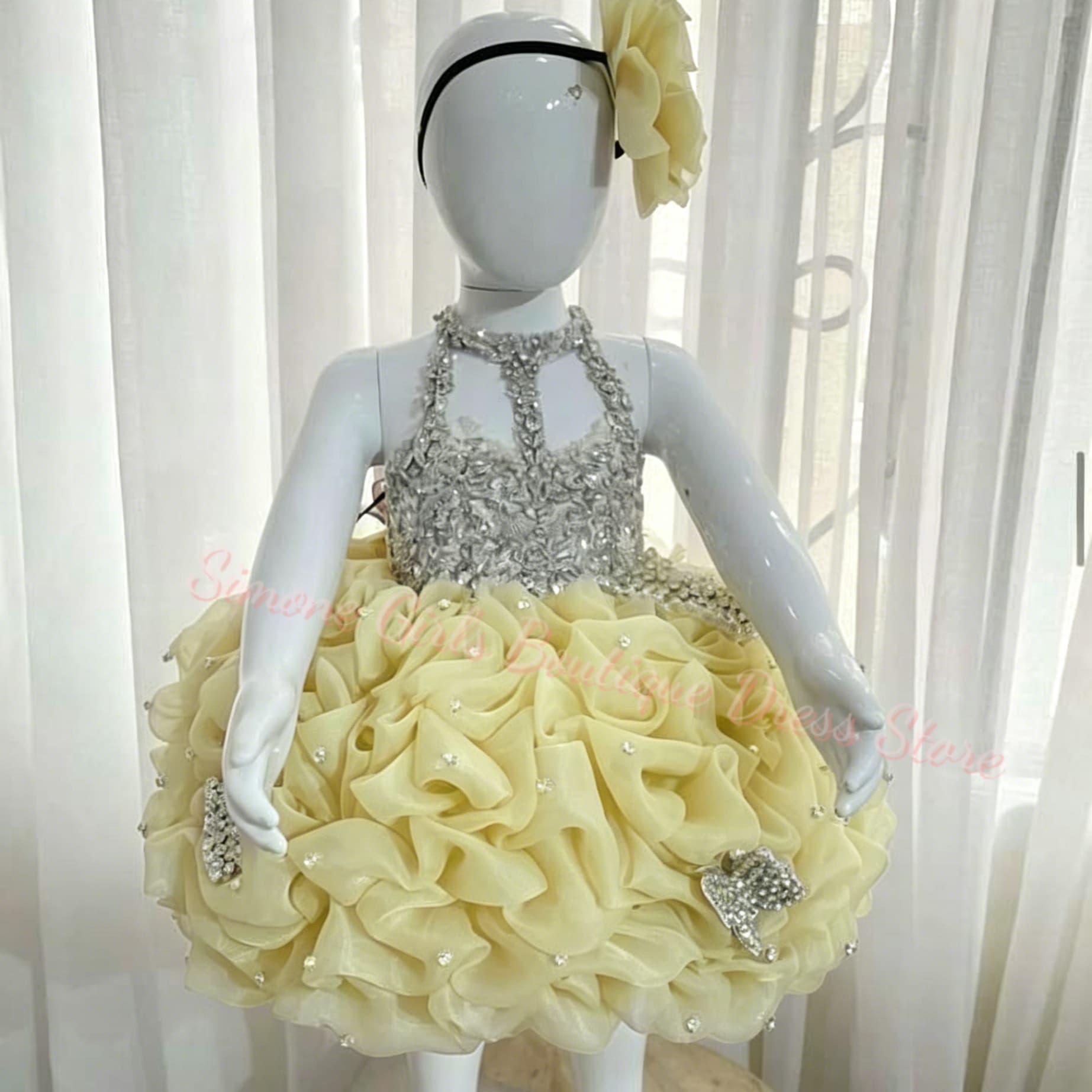 Yellow Ruffles Flower Girl Dre - Embroidery Yellow Dress 评论和价格
