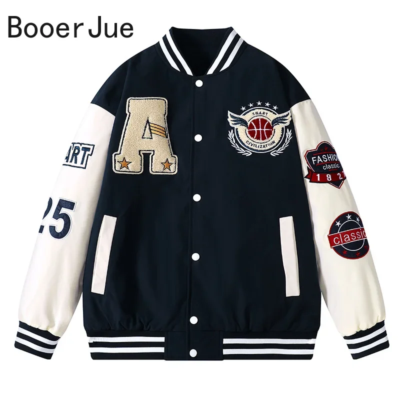 Varsity Baseball Bomber Jacket - Embroidery Letter N 评论和价格