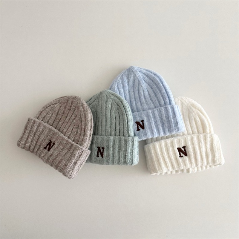 Korean Style Kids Knit Beanie  - Embroidery Letter N 评论和价格