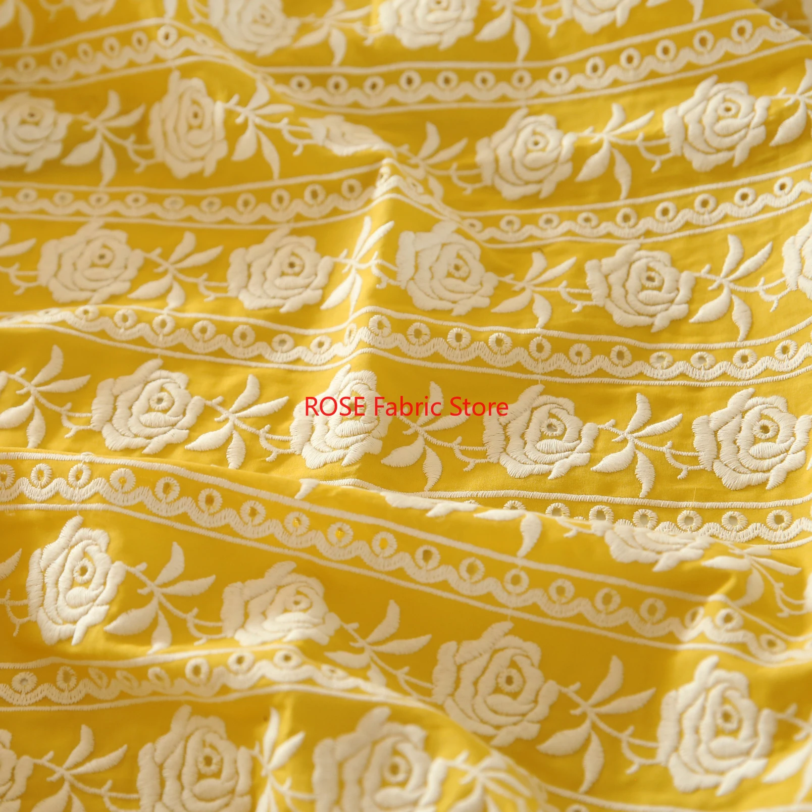 French Cotton Yellow Rose Heav - Embroidery Yellow Dress 评论和价格