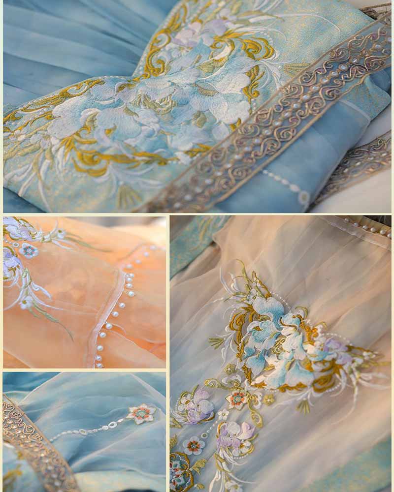 Chinese Hanfu Dress Women Trad - Embroidery Yellow Dress 评论和价格